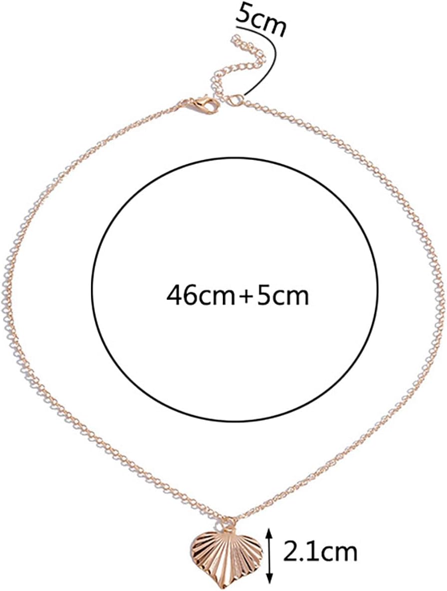 Boho Heart Pendant Necklace Gold Heart Necklace Vintage Heart Love Pendant Necklace Textured Heart Chain Necklace Minimalist Heart Charm Necklace Jewelry for Women and Girls