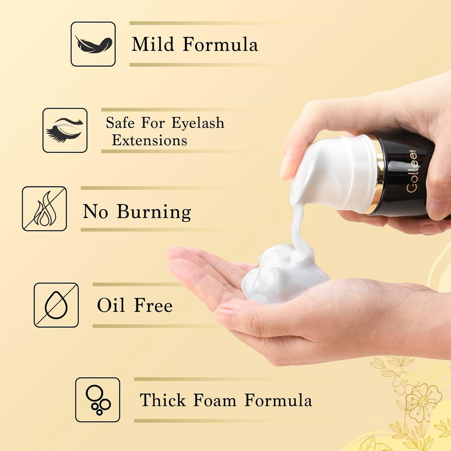 Lash Shampoo -100 ML Eyelash Shampoo Eyelash Extension Cleanser for Lash Extensions with Brush Eyelash Wash for Extensions & Natural Lashes/Paraben & Sulfate Free Safe Makeup Remover