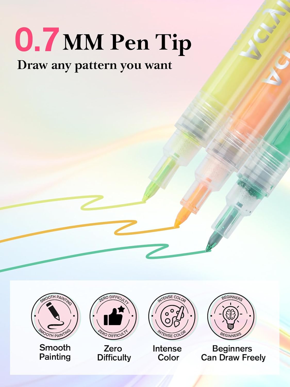 EBANKU 12 Colors Nail Art Pens Acrylic Paint Marker, Nail Polish Pens Quick Drying 0.7MM 3D Acrylic Paint Pens Clear Handle Nail Point Liner Drawing Painting Dotting Tool for Nail Art Design(Set B)