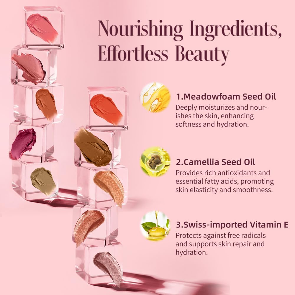 Multi-Use Waterproof Highlighter Stick with Brush – Unidollss 3-in-1 Cream Contour, Bronzer & Blush Stick for Cheeks, Eyes & Lips, Long-Lasting Glow, Easy Application(08 PARTY NIGHT)