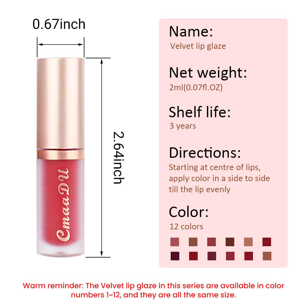 evpct 1Pcs Plum Wine Red Silky Velvet Matte Liquid Lipstick Lip Gloss Set for Women Long Lasting 24 Hours Color Stay Lipstick labiales matte larga duracion mate 24 horas originales 09#