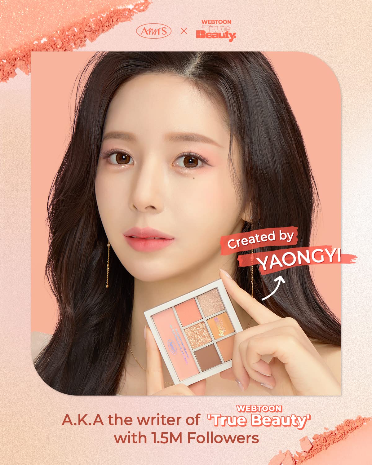 AMTS x True Beauty Edition - Some Sweet EyeShadow Makeup Palette | Matte Shimmer Metallic, Long Lasting, Cheek blush, All My Things, K Beauty, Pink Gold makeup