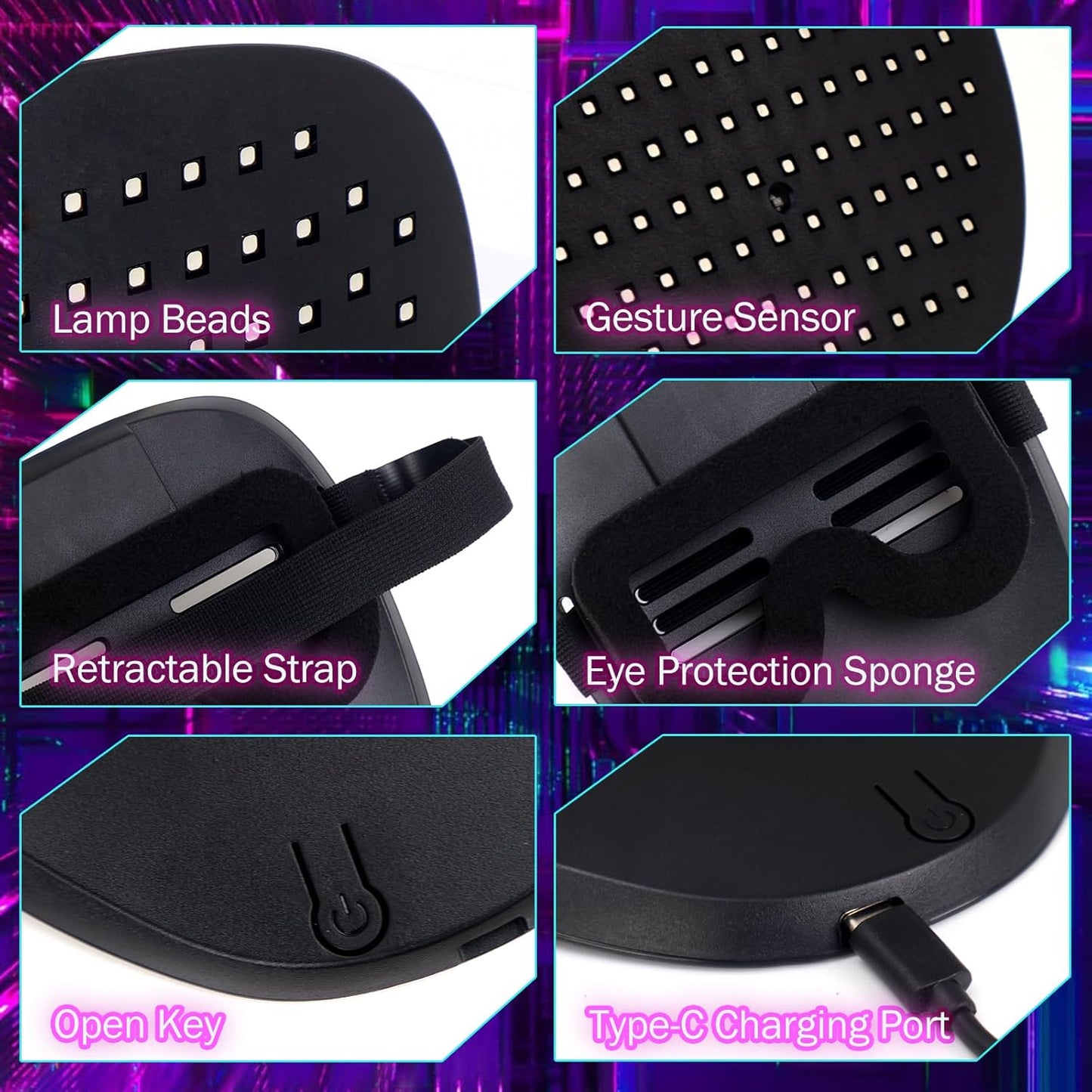 LED Mask with Gesture Sensing Transforming for Christmas/Birthday Present, Boys Light Up Masks for Halloween Role - Playing & Costume Parties