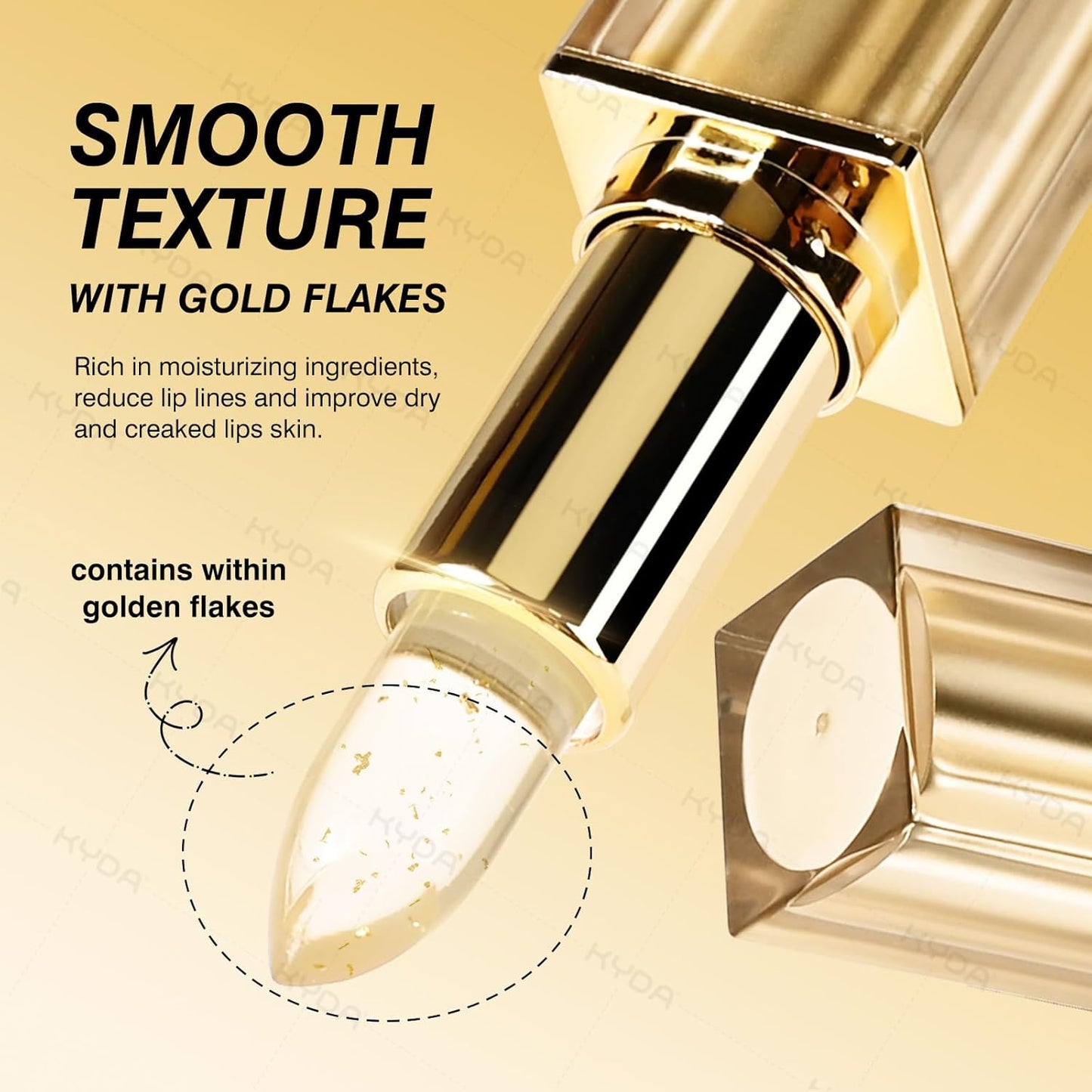 KYDA Transferproof Color Changing Lipstick with Gold Flakes, Changes from Clear to Sheer Pink, Moisturizing Tinted Lip Balm, Deep Nourishment, PH Changing Lipstick, Glossy Shine Lip Balm