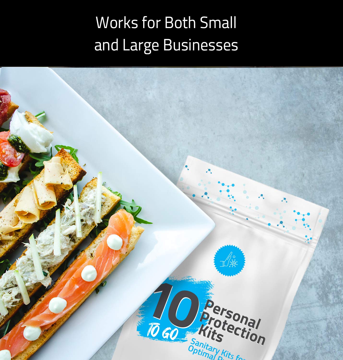 All-in-One Personal Protection Kits to GO - 10 Pack - With Plastic Gloves, Hand Cleansing Wipes, Disposable Face Mask