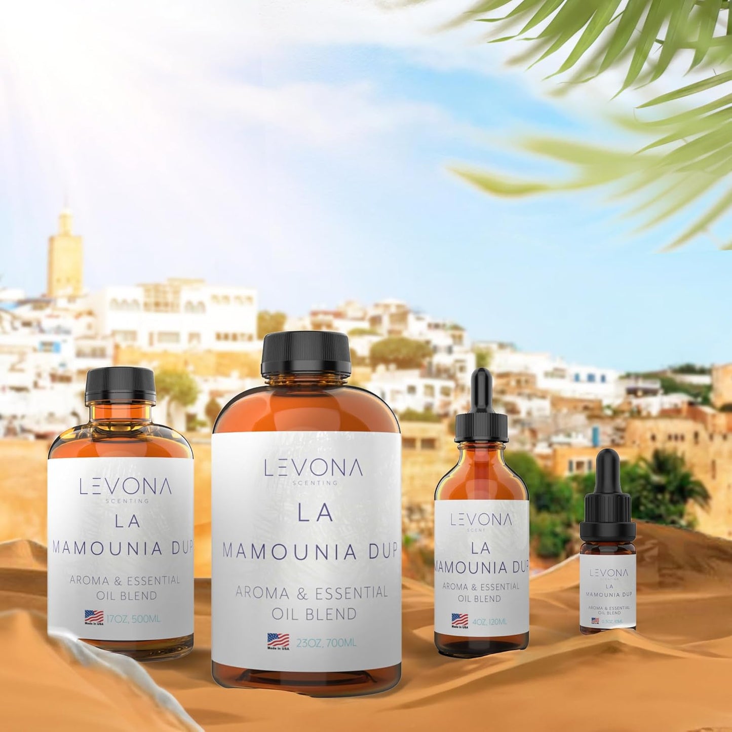 Levona Scent Essential Oil - Fresh Aroma for Home, Office, Hotel & Spa, Perfect in Humidifiers and Diffusers, Luxury Fragrance, with Citrus, Rosewood, Amber Notes - 500ml/ 17 fl oz, La Mamounia Dup