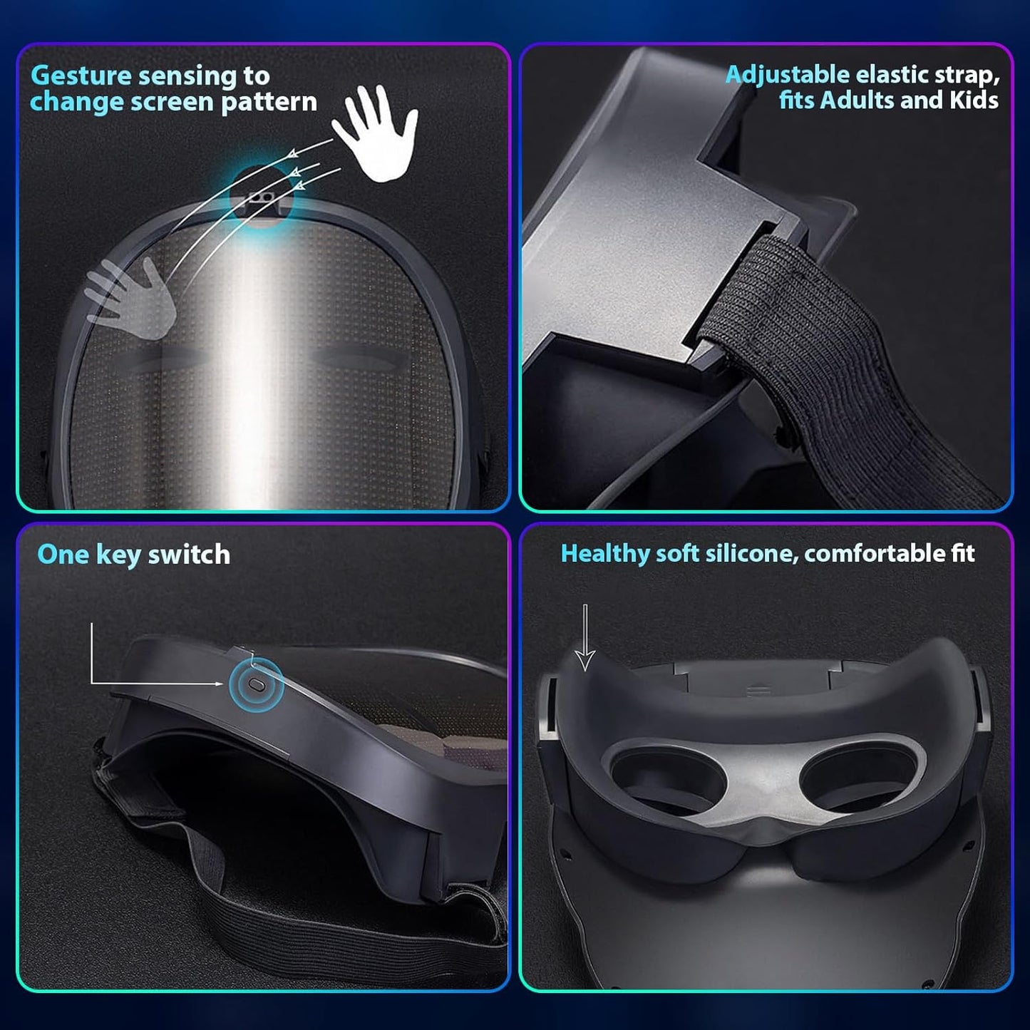 Face Transforming LED Mask with Bluetooth Programmable - LED Light Up Halloween Mask Digital Luminous Mask for Costume