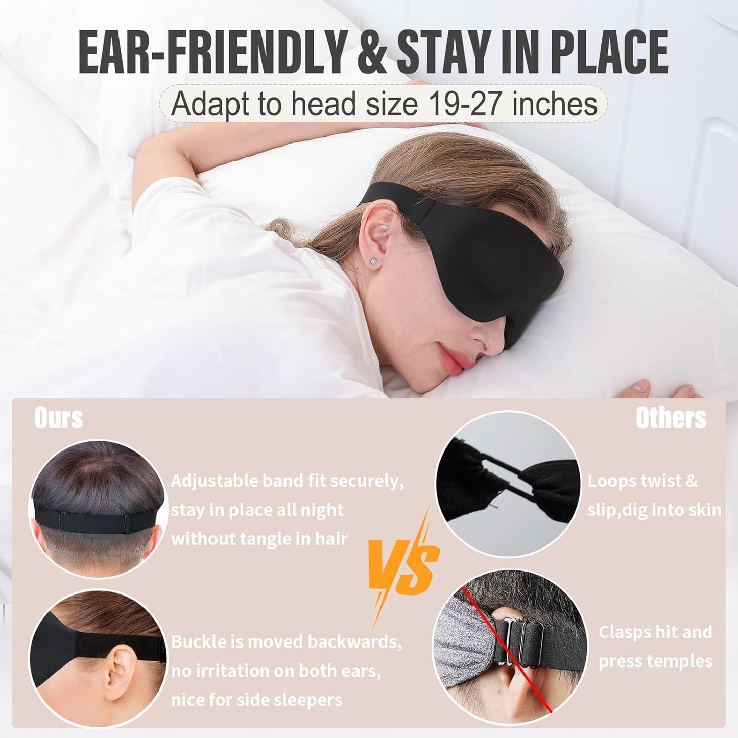 YIVIEW Sleep Mask for Side Sleeper, Complete Light Blocking 3D Sleeping Eye Mask, Soft Breathable Eye Cover for Women Men, Relaxing Zero Pressure Night Blindfold