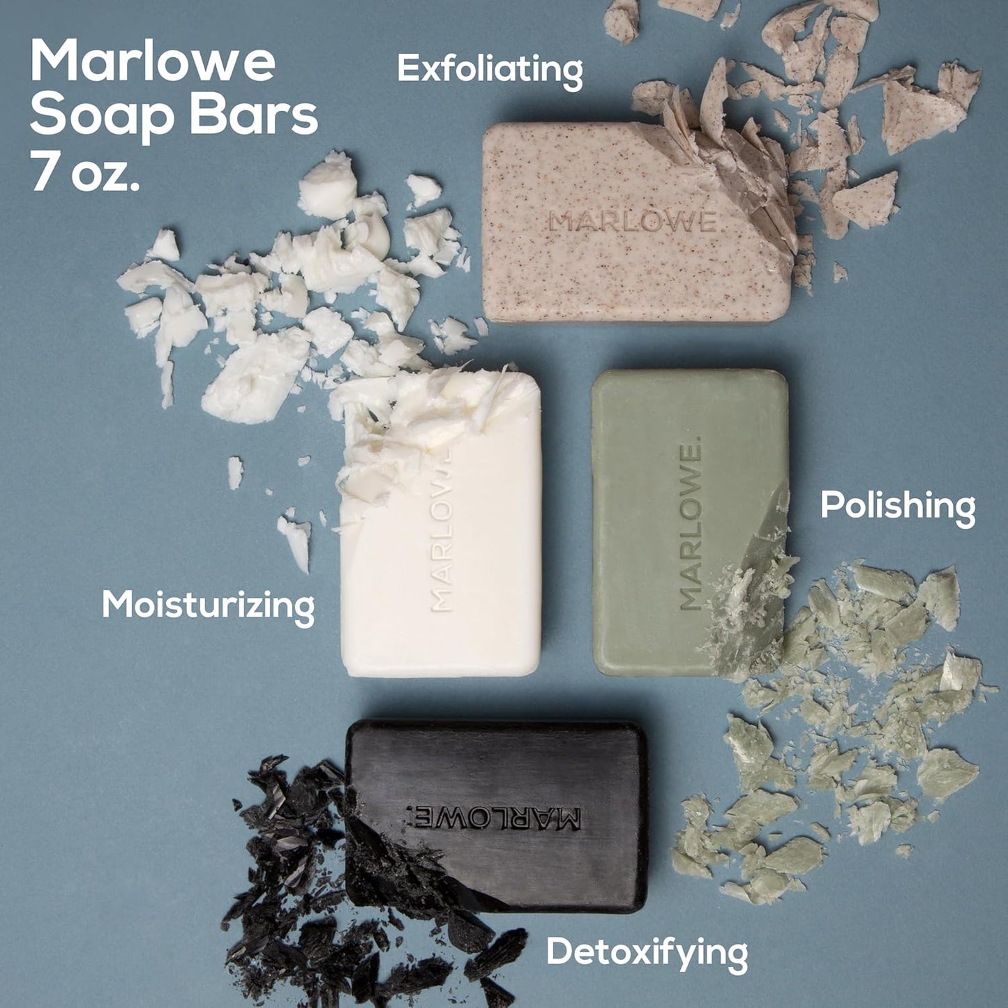 MARLOWE. No. 108 Lightly Exfoliating Soap Bar, 7oz (6 Bars) Polishing, Moisturizing & Cleansing Bar Soap for Men, Made with Natural Ingredients