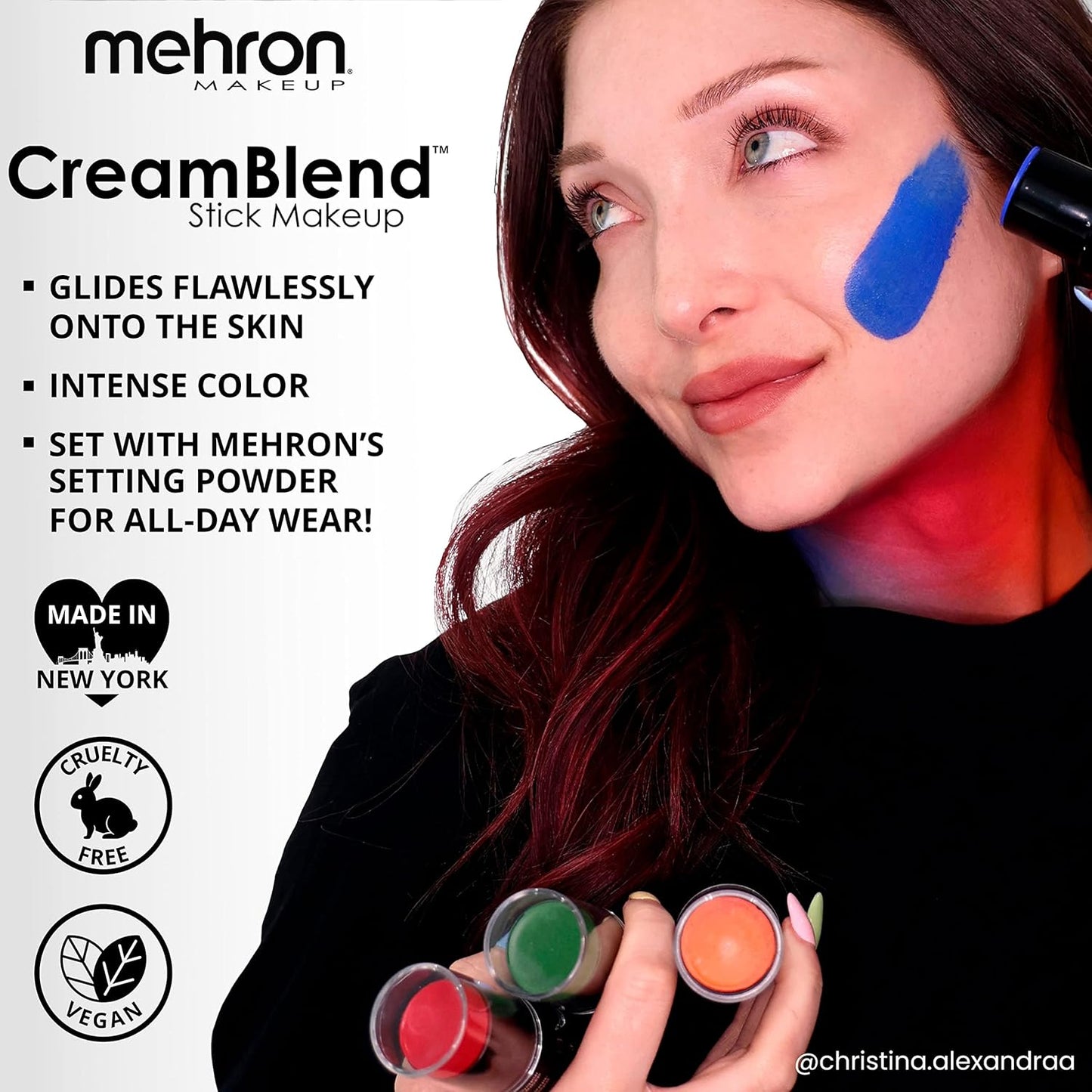 Mehron Makeup CreamBlend Stick | Face Paint, Body Paint, & Foundation Cream Makeup | Body Paint Stick .75 oz (21 g) (Blue)