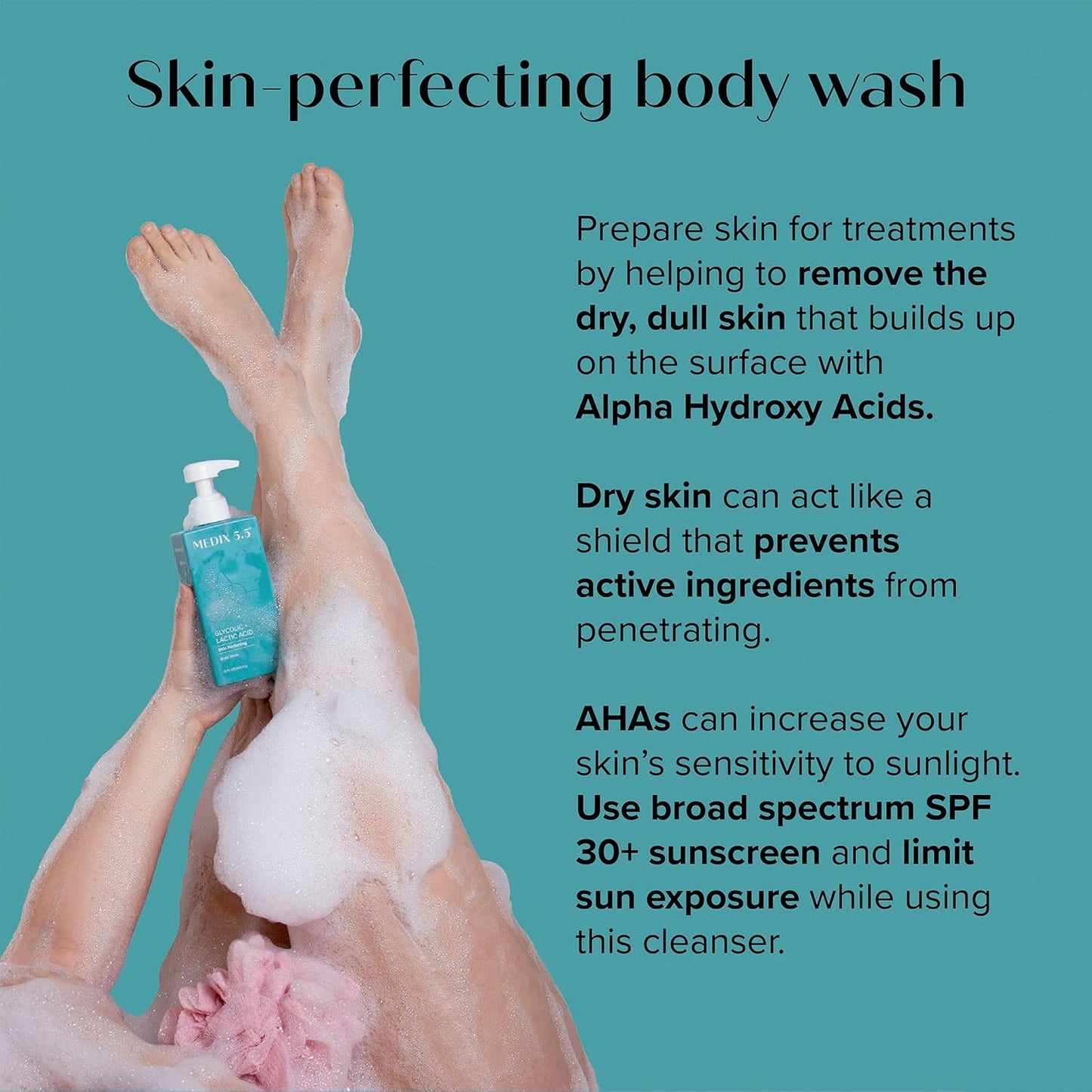 MEDIX 5.5 Body Scrub Skin Care Glycolic Acid Exfoliating Body Cleanser KP Bump Eraser | AHA + Lactic Acid Anti Aging All Skin Type Wash | Keratosis Pilaris & Acne | Body & Face Wash Exfoliate, 2-Pack