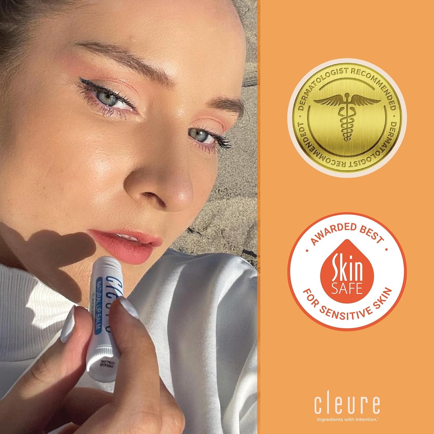 Cleure Organic All Natural Lip Balm - Paraben Free, Fragrance Free, Flavor Free, & Petroleum Free SPF Lip Balm & Hydrating Lip Butter (.15 oz, 3 Pack)