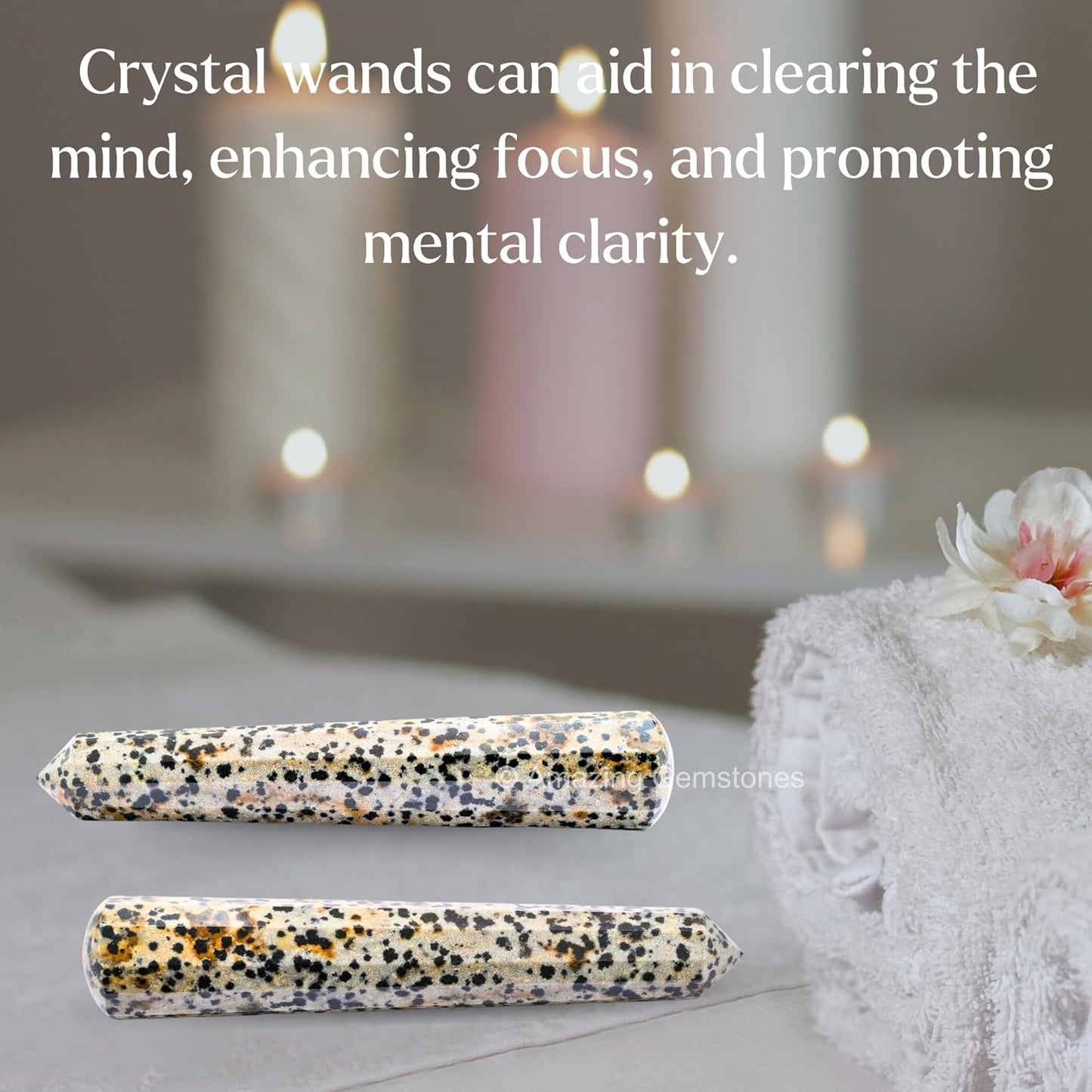 Amazing Gemstone Dalmatian Jasper Crystal Wand Massage Stick - Pelvic Wand Gua Sha for Adults - Crystals and Healing Stones Massage Wands for Adults Gifts (Pointed)