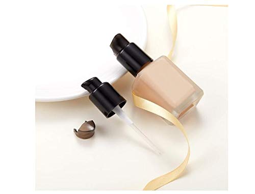 10PCS 410/20mm Plastic Replacement Pump Top Head Cosmetic Liquid Foundation Makeup Pump Replacement with Rotate Lock and Cover for Foundation Lotion Essence (Black)