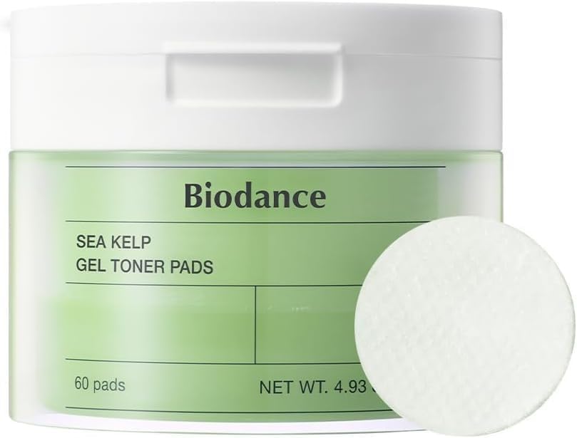 Biodance Sea Kelp Gel Toner Pads, Calming & Soothing for Sensitive Skin, Oil & Sebum Control, Blemish Care, Gentle Exfoliating Toner Pads, Korean Skincareㅣ4.93 fl.oz.(140g)*60Pads