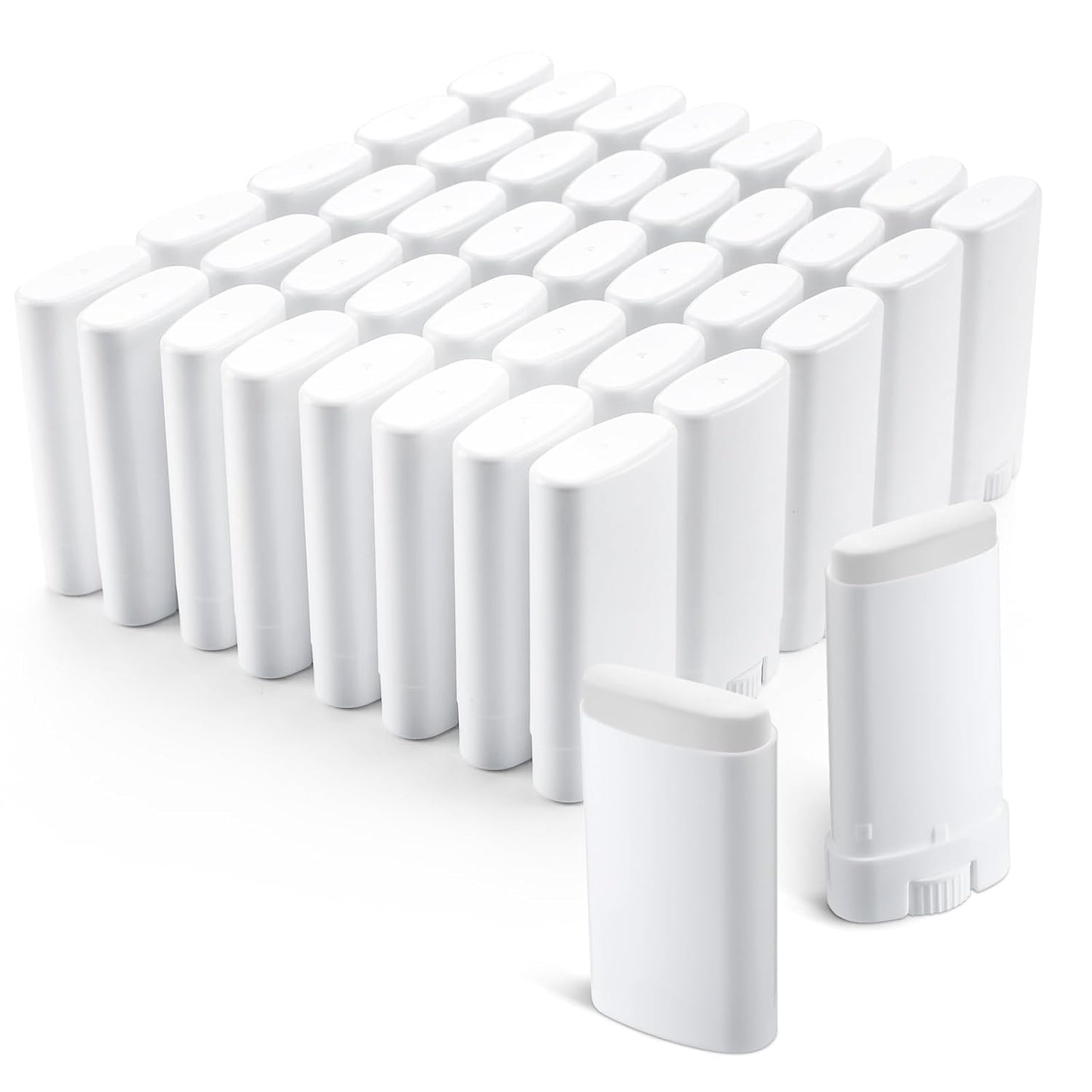 Wesiti 100 Pcs Plastic Empty Deodorant Containers 1/2 oz Travel Deodorant 15ml Refillable Containers Tubes Oval Lip Balm Tubes for Lip Balm DIY (White)