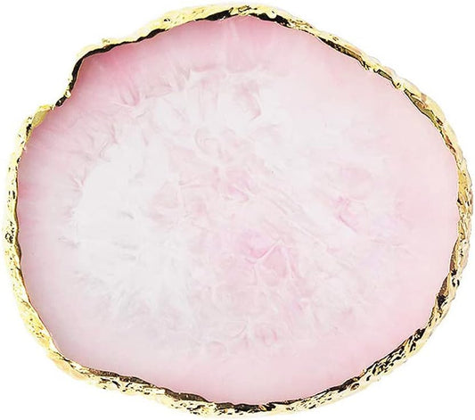 Resin Nail Art Palette, Nail Painting Mixed Color Palette, Gilded Edge Nail Gel Color Makeup Display Board Pallet (Pink)