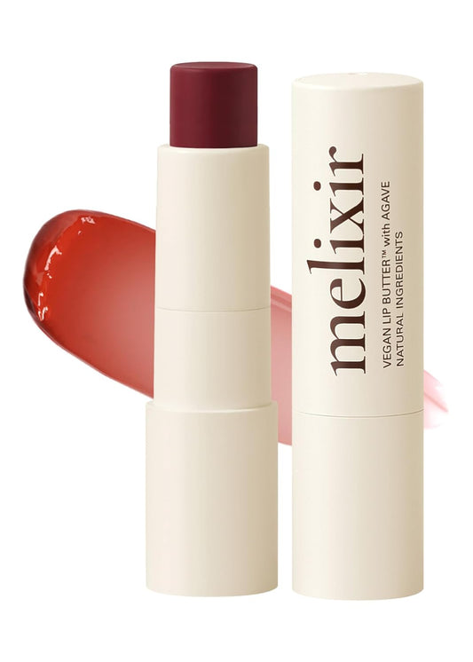 Melixir Vegan Lip Butter (12 Colors), Hydrating Tinted Lip Balm Stick, Bee-Free, Petrolatum-Free, Plant-Based, Moisturizes Dry & Chapped Lips With Shea Butter, Sheer, Natural Finish - #06 Rust Red