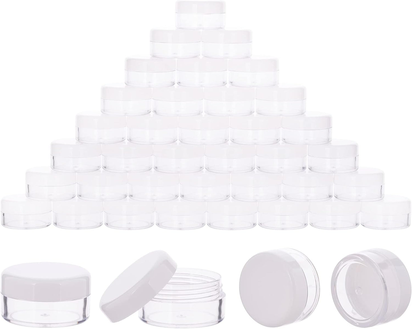 40Pcs 10 Gram Plastic Cosmetic Containers with Lids for Lotion, Creams, Toners, Lip Balms, Makeup Samples Jars BPA free (10g-40pcs, white)