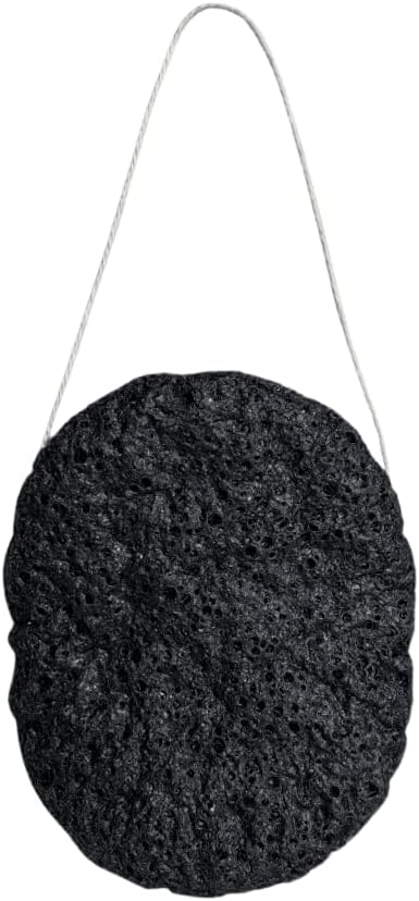 Wildpier Beauty Bamboo Charcoal Konjac Sponge, Natural Luxury Facial Exfoliator, Face Scrubber, Makeup Remover, Plant Based Gentle Cleansing for Sensitive Skin, Removes Dead Skin Cells, Black