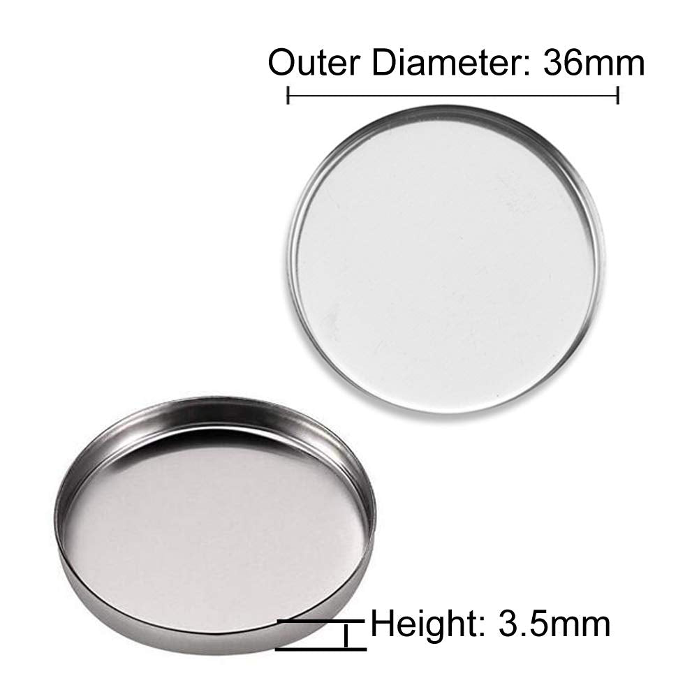 20 Pieces Empty Round Metal Tin Palette Pans Round Metal Pans Cosmetic Eyeshadow Pans for Eyeshadow Palette Magnetic Makeup Palette, 36mm Diameter 3.5mm Height