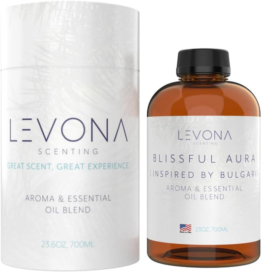 Levona Scent Essential Oils for Diffuser: Blissful Aura Diffuser Oil with Notes of Amber, Musk & Jasmine - Home Luxury Scents for Hotel - Fragrance Oil - 700 Ml Essential Oil