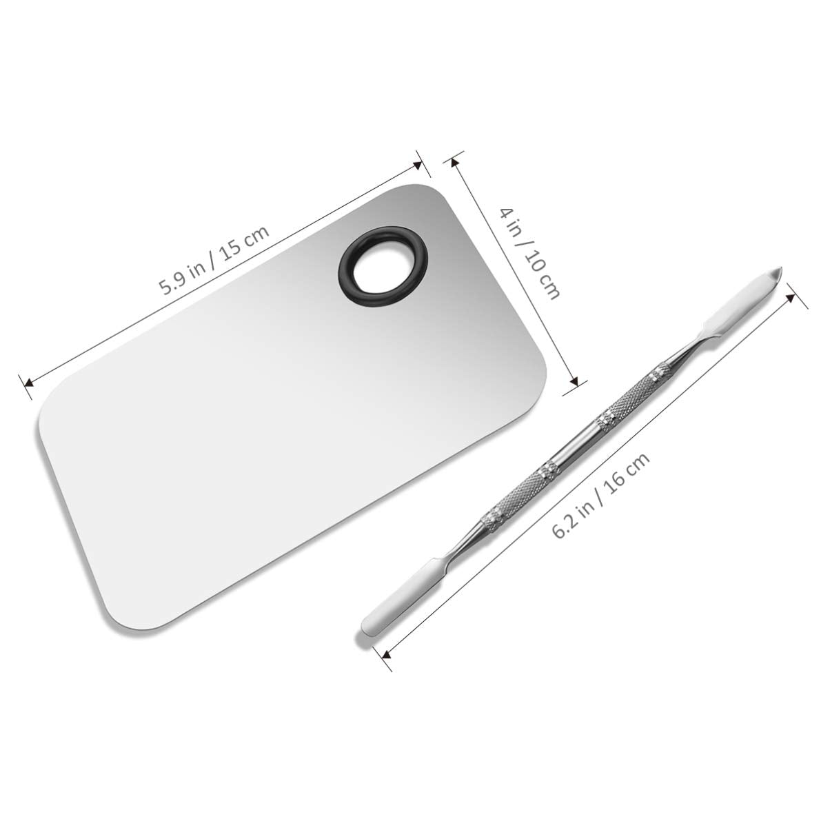 Makeup Palette, Stainless Steel Cosmetic Makeup Palette Professional Cosmetic Mixing Makeup Palette with Spatula Tool 6x4