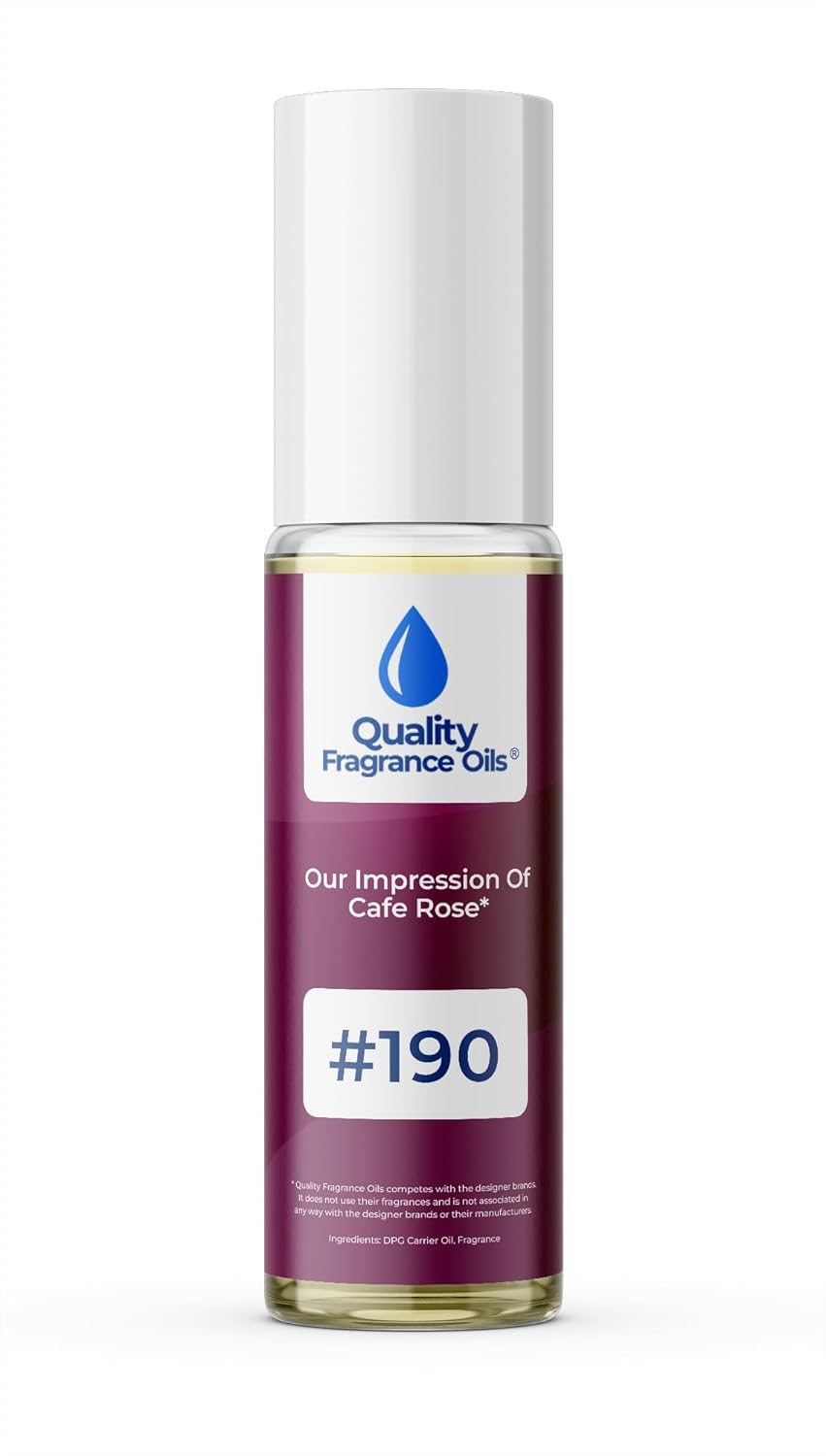 Quality Fragrance Oils' Cafe Rose Impression #190 | Long-Lasting Perfume Oil, Alcohol-Free, Strong Scent, 10ml Roll-On | Affordable Alternative to Designer Fragrances
