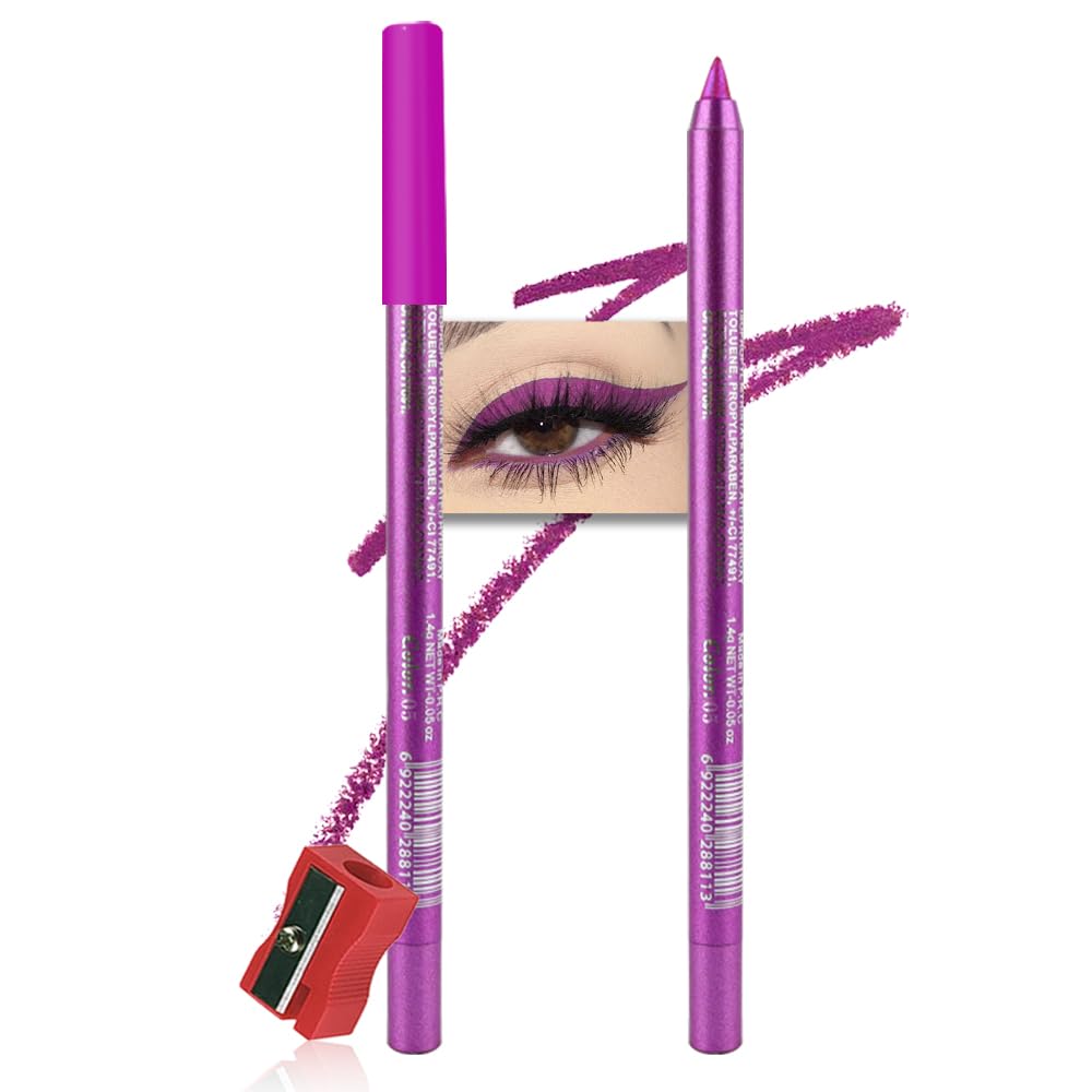 evpct Purple Eyeliner Pencils for Eyes, Grape Lavender Purple Colored Eye Liner Pencil Makeup Waterproof Smudge Proof, Colored Gel Waterline Eyeliner Liquid, Face Eye Paint Stick Halloween Makeup 05