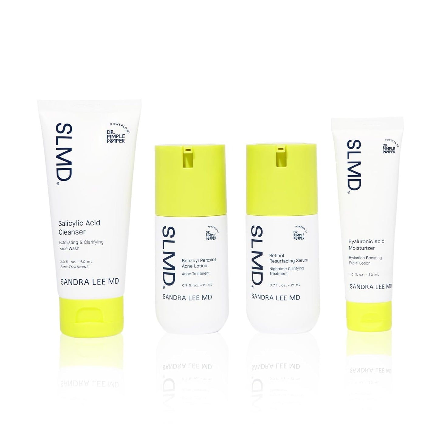 SLMD Skincare by Dr. Pimple Popper - 30-Day Acne System - 4-pc Kit - 3 Steps, 2x per Day Full Routine to Treat and Prevent All Stages of Acne