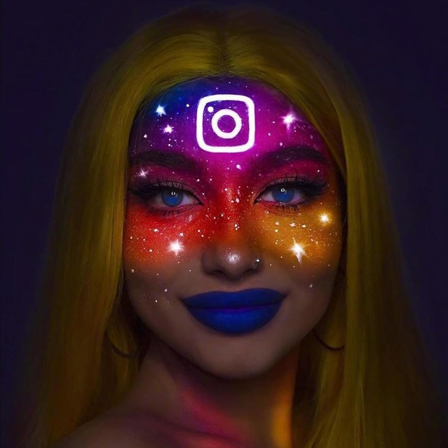 Go Ho Neon Gold Body Paint Washable(2.37oz,70ml),under UV Blacklight Neon Face Paint,Water Based Neon Fluorescent Golden Face Paint for Adults Children SFX Cosplay Costumes Halloween Makeup