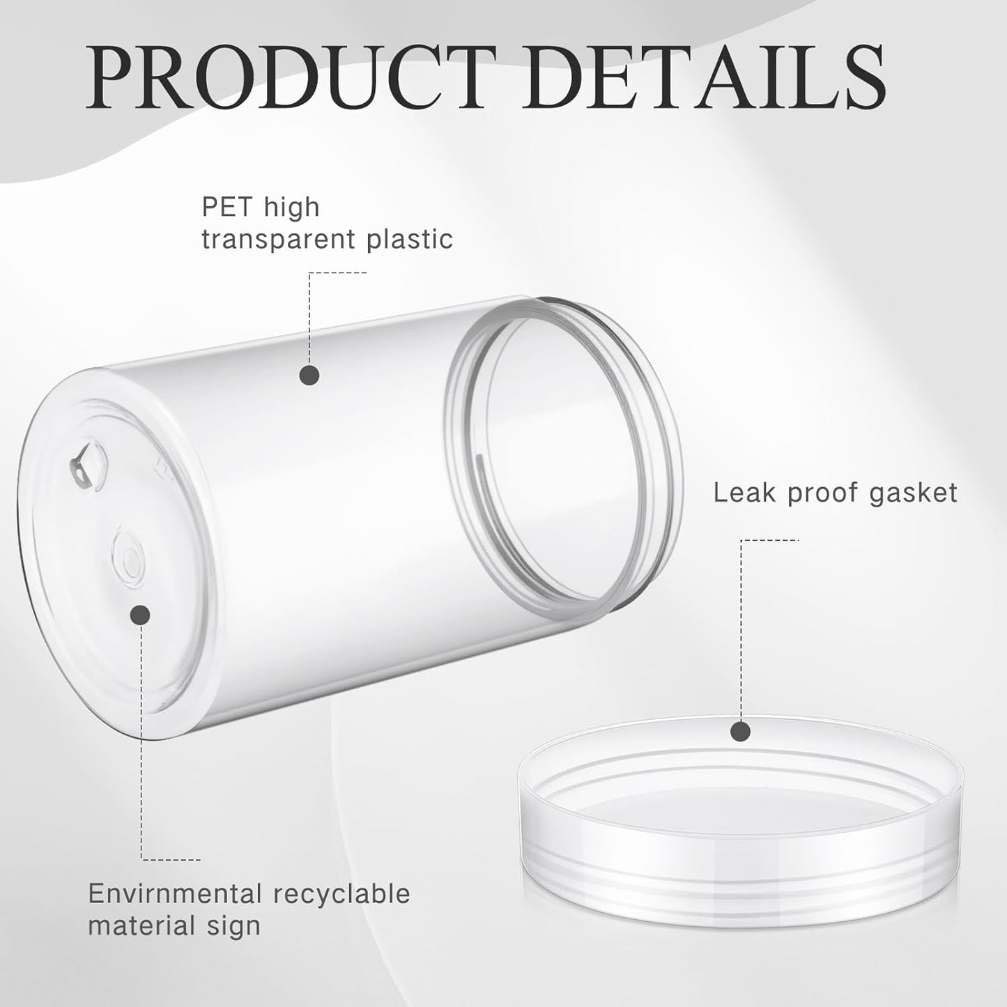 SATINIOR 24 Pieces Empty Clear Plastic Jars with Lids Round Storage Containers Wide Mouth for Beauty Product Cosmetic Cream Lotion Liquid Butter Craft and Food(Clear Lid,12 oz)