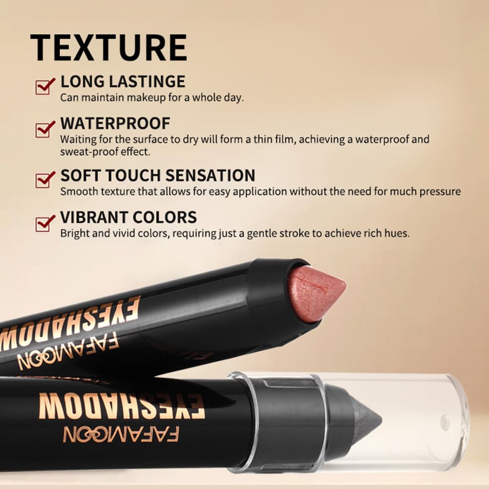 Monochrome Cream Glitter-Shimmer Eye Shadow Stick Palette makeup | 2-in-1 Eyeshadow & Eyeliner Pencil for Women | Waterproof, Vegan & Cruelty-Free | Sombras Para Ojos | 03 Shimmer Rose Gold