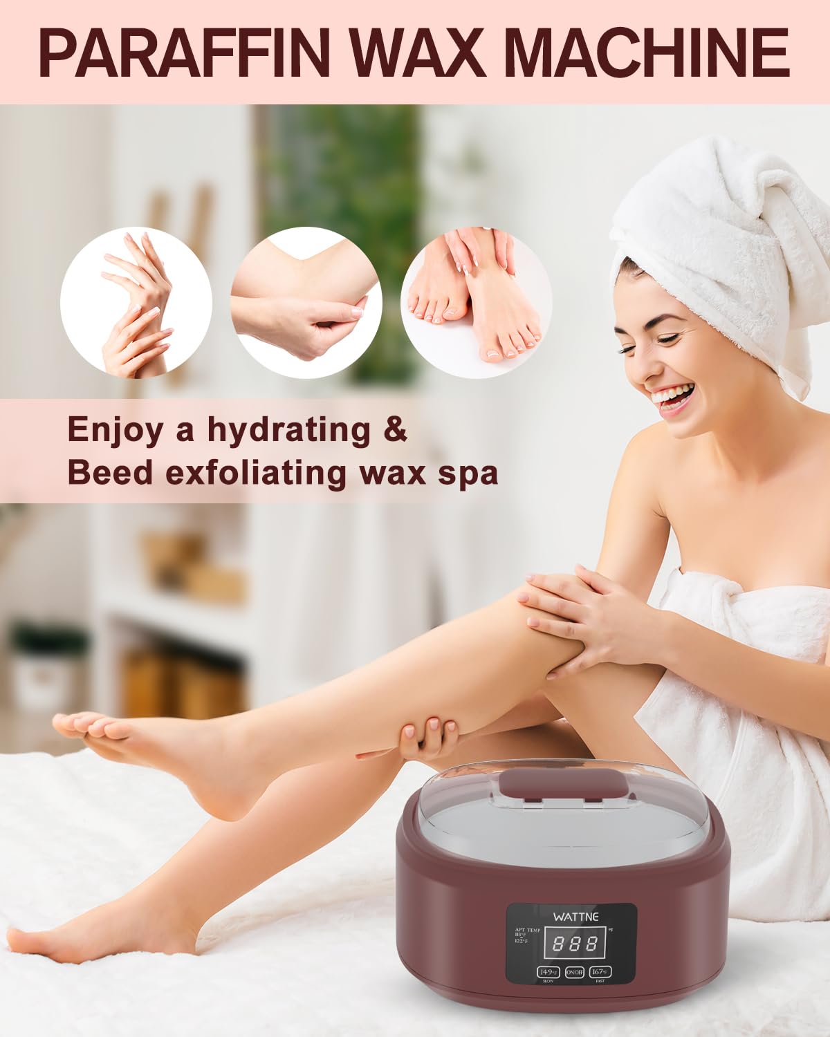 Paraffin Wax Machine for Hand and Feet -Paraffin Wax Warmer Moisturizing Kit Auto-time and Keep Warm Paraffin Hand Wax Machine for Arthritis (Wine Red)