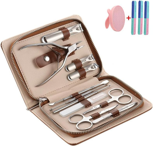 Stainless Steel Nail Clippers Toenail ingrown Clipper Set 15in 1 Pedicure Personal Care Tool Thick toenail Nail File Foot File Cuticle Remover-Heel Scraper and Foot Scrub Cuticle Remover