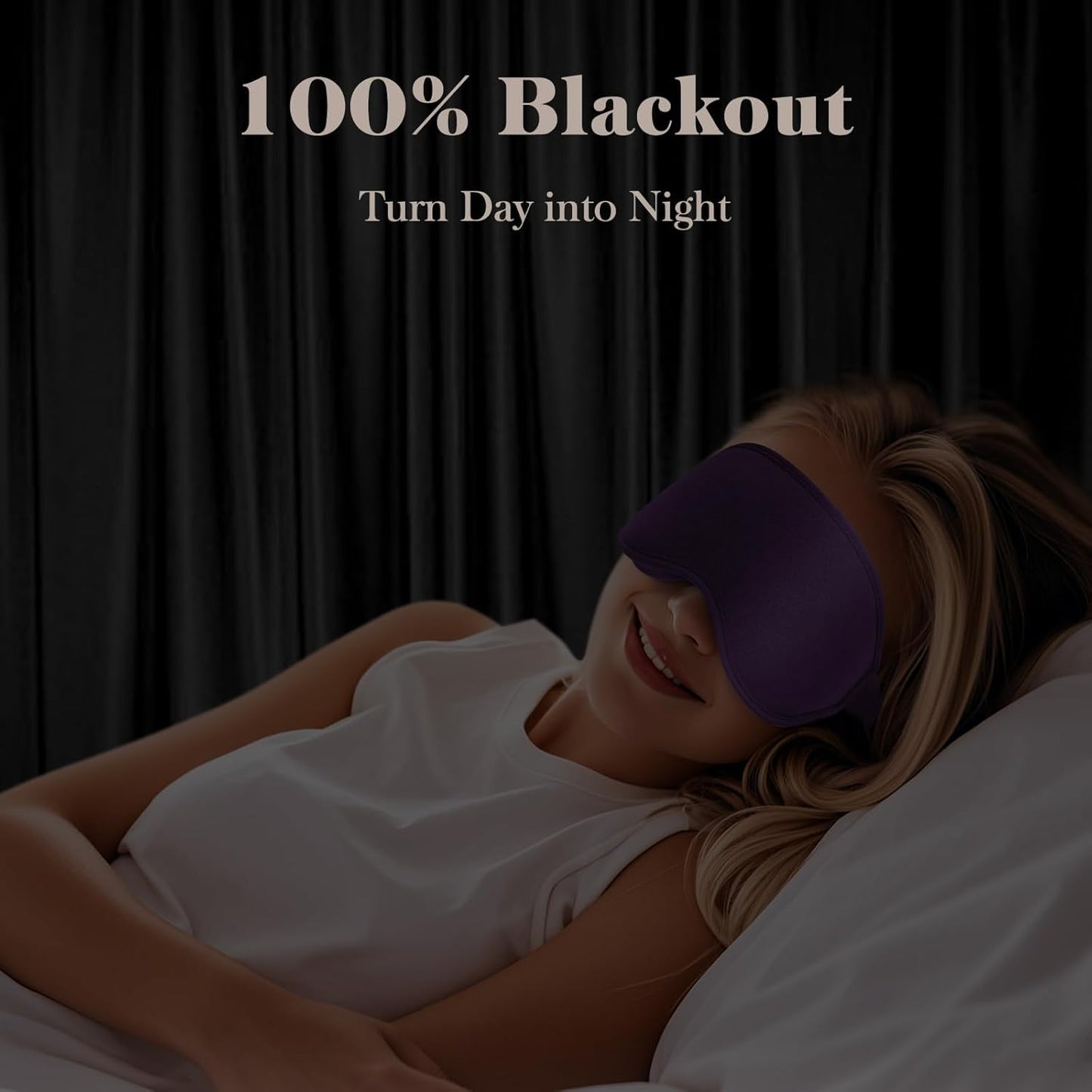 3D Cooling Eye Mask Sleep Mask for Men & Women, 100% Pressure-Free & Light Block-Out Eye Mask for Sleep with Easy Adjustable Strap, Night Eye Cover for Travel, Purple