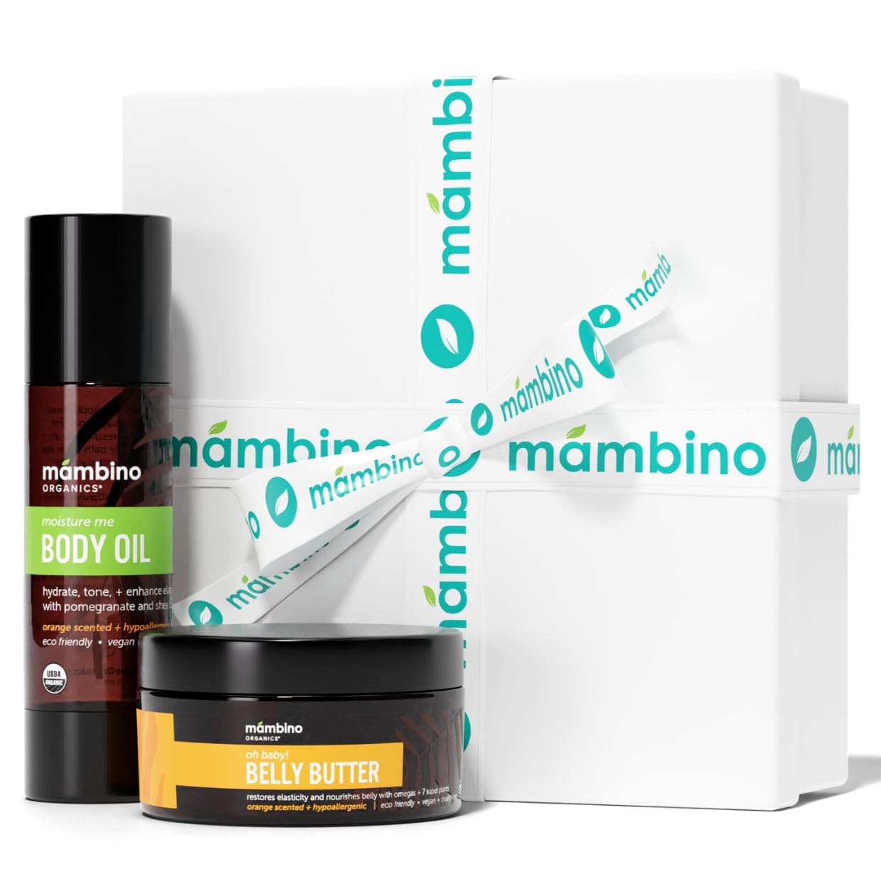 Mambino Organics All Natural Skincare Gift Sets for Pregnant Women – Belly Oil, Face Mist, Moisturizer, Face Polish, Face Serum, Lip Balm (Duo Kit)