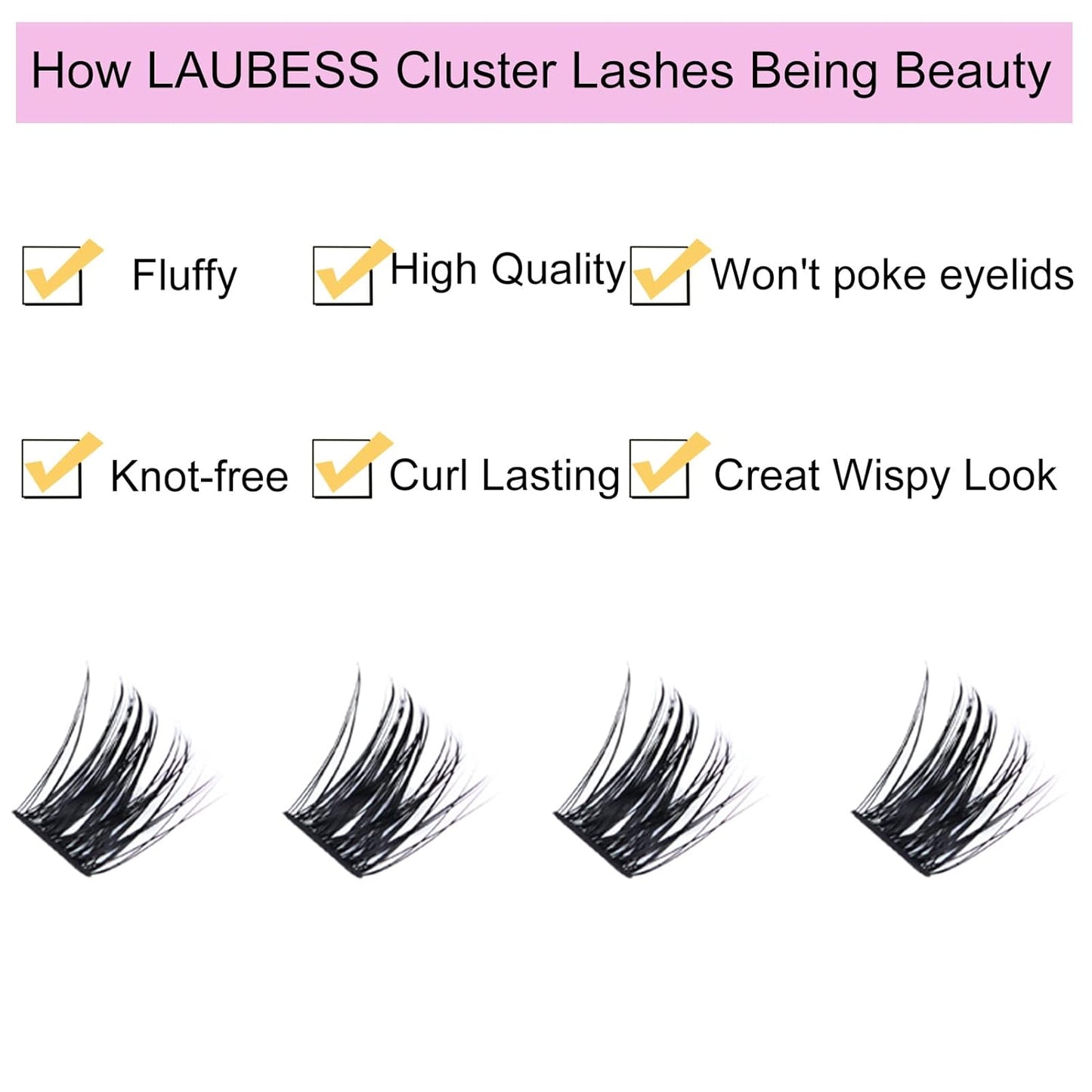 Lash Clusters Kit LAUBESS DIY Lash Extension Kit Lash Bond and Seal Waterproof Lash Glue Remover Tweezers Brush Cluster Eyelash Extensions Kit Eyelash Clusters (Kit 01-D-Mix8-14)