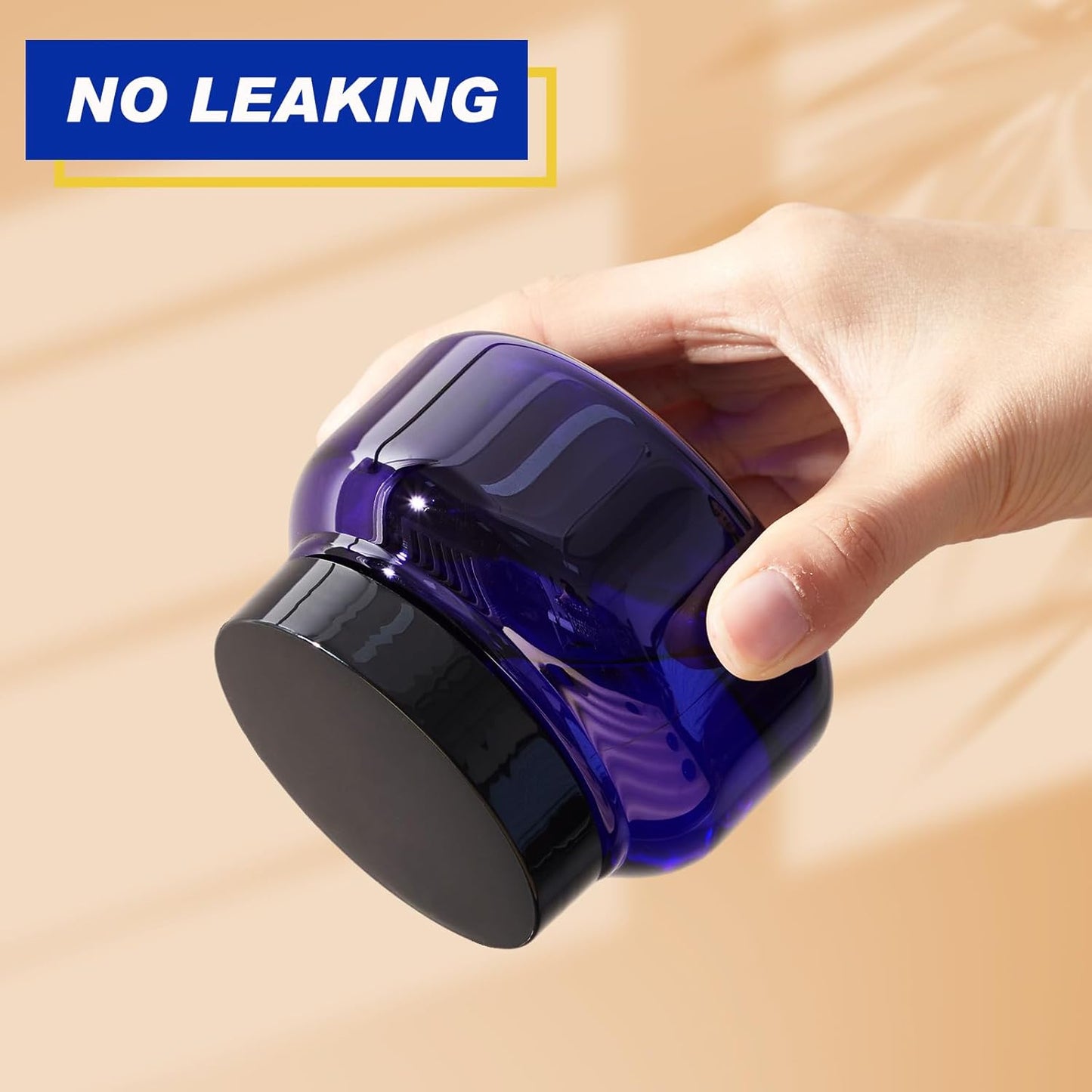 Tessco 24 Pack Plastic Jars with Lids Labels Empty Clear Plastic Jars Round Refillable Cosmetic Containers Body Butter Containers Bulk Sugar Scrub Bottle for Make Up(8 oz,Blue, Black)