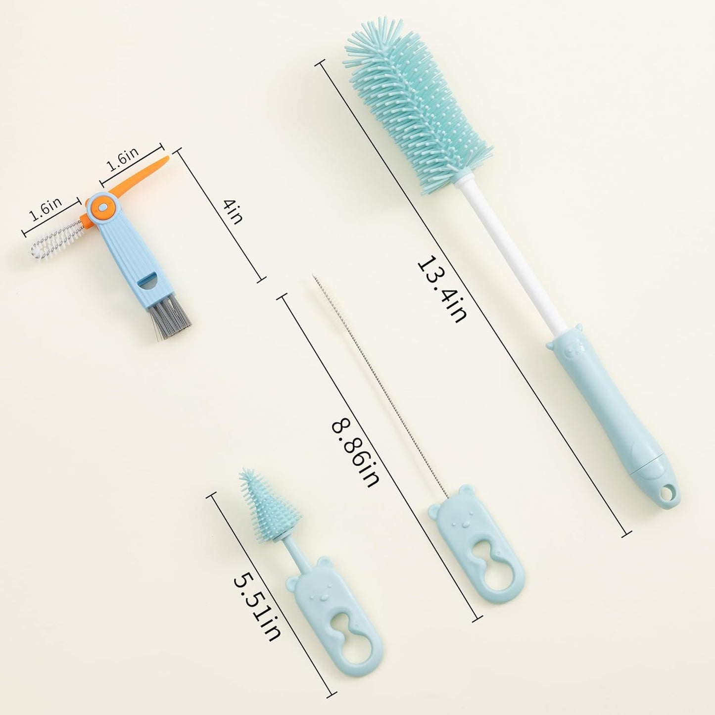 Silicone Bottle Cleaning Brush, 13.4in Long Handle Water Cup Bottles Cleaner for Baby Bottles, Stanley Mug, Sports Bottle, Glass Vase, with a Tiny Cup Lid Gap Cleaning Brush, z Pink