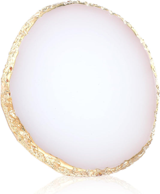 Resin Nail Art Palette Gold Edge Nail Holder Heart Shaped Color Makeup Foundation Mixing Tools Display Board Gel Nail Art Color Mixing Palette Painting Tray Manicure Tool (Irregular White)