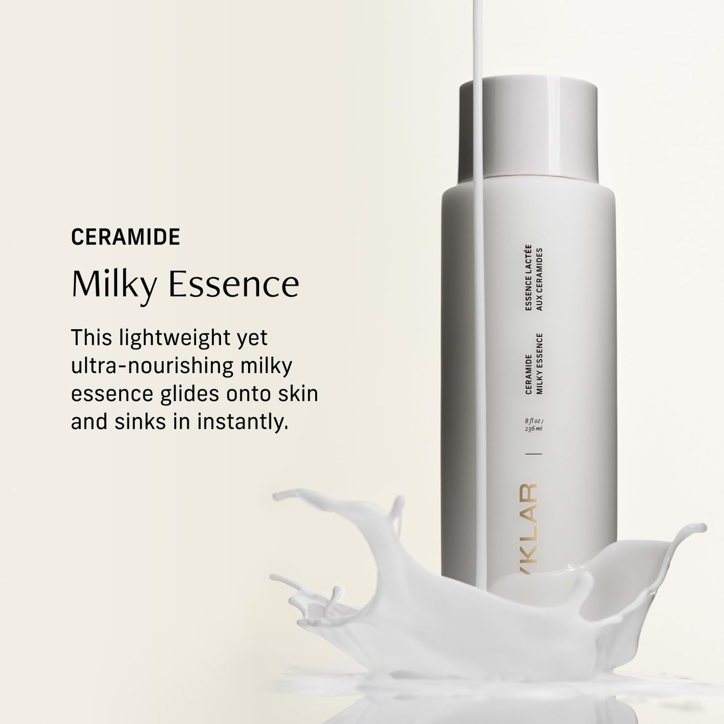 Ceramide Milky Essence – Unscented Body Lotion for Dry, Sensitive Skin – Lightweight Hydrating Ceramide Moisturizer for Skin Barrier with Polyglutamic Acid & Hydroxyethyl Urea - 8 fl oz
