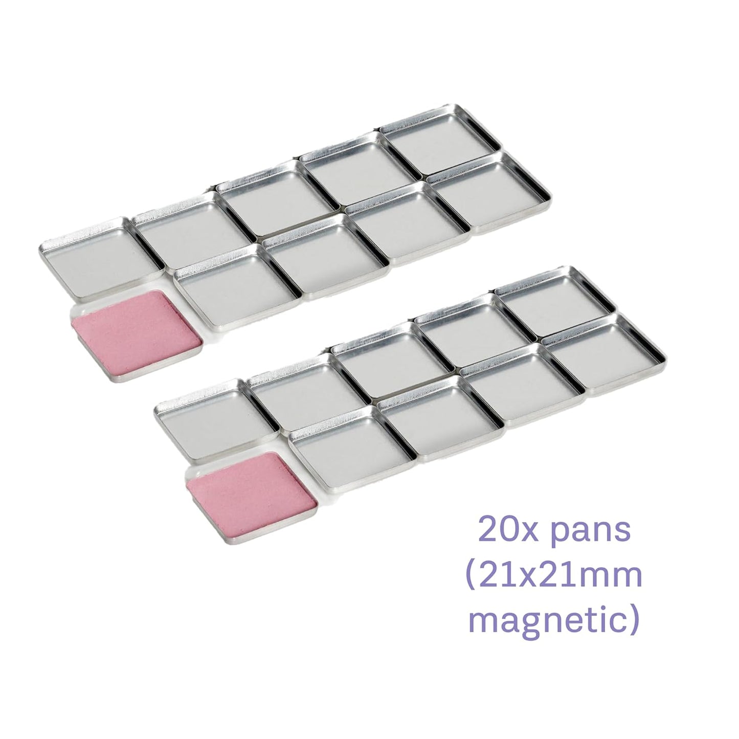 FIXY Empty Magnetic Makeup Palette Set of 5 (5.7x4.3inch) and 20 Magnetic Metal Pans of 21mm - Travel Friendly for Depotting, Organizing Eyeshadow, Blush, Foundation, Face Powder and more