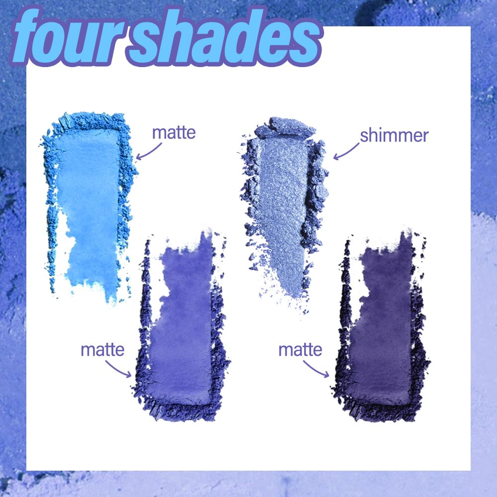 Navy Blue 4Colors Eyeshadow Makeup Palette,Royal Blue Natural Neutral Powde Eye Shadow Palettes for Older Women,Long Lasting Naturing-Looking,Lightweight,Waterproof,Eye Makeup Kit Travel Size,Vegan