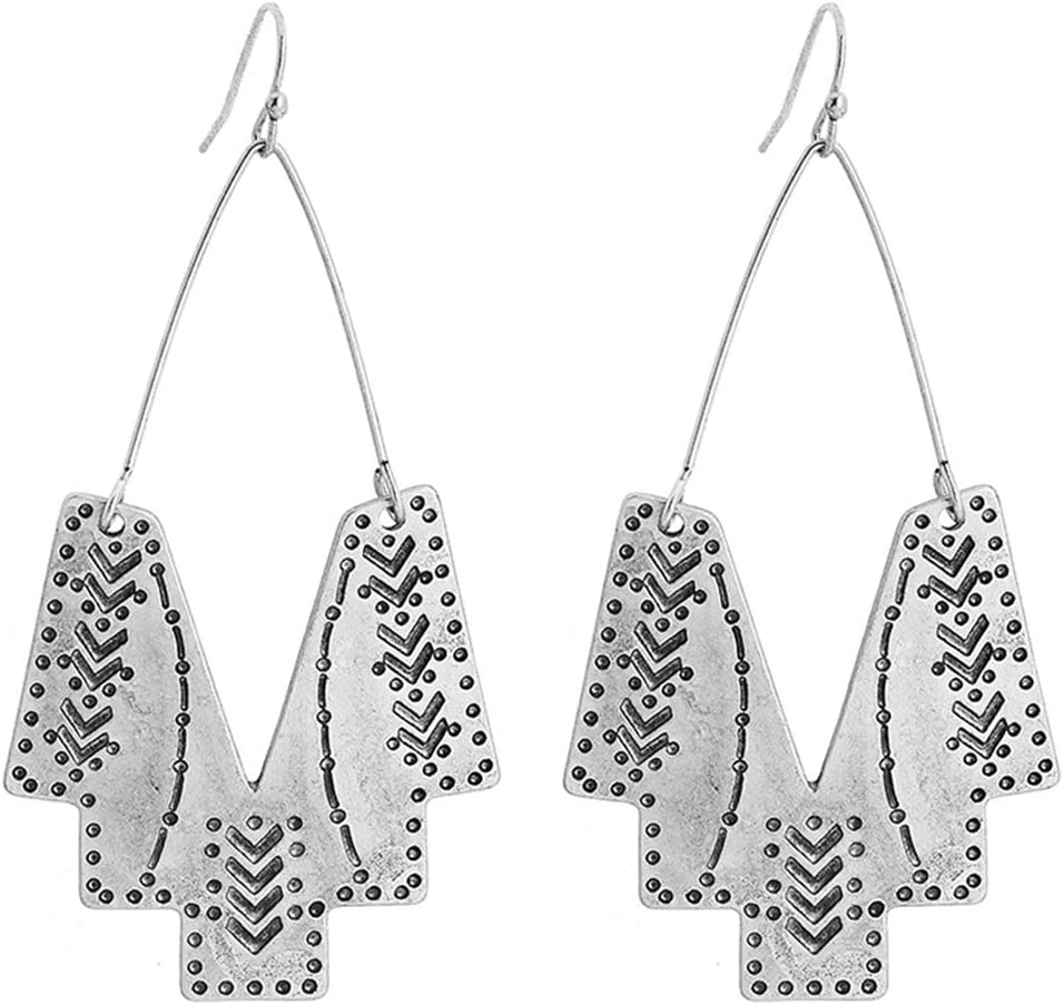 Zealmer Gold Geometric Earrings Statement Vintage Boho Ethnic Earrings Hollow Out Fan Shape Dangle Drop Earrings for Women Birthday Christmas Valentines Day Gift