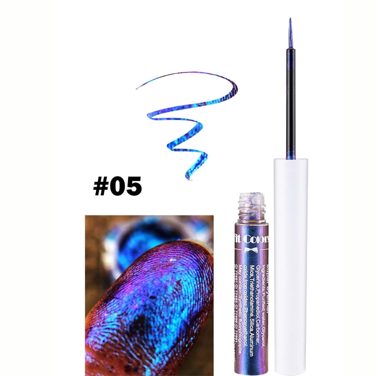 Corlo Glitter liquid eyeliner blue waterproof, Metallic Intense Color Shifting Colorful Eyeliner, Eyeliner Gel MultiColor Highly Pigmented Gift Kit for Women and Girls (04)