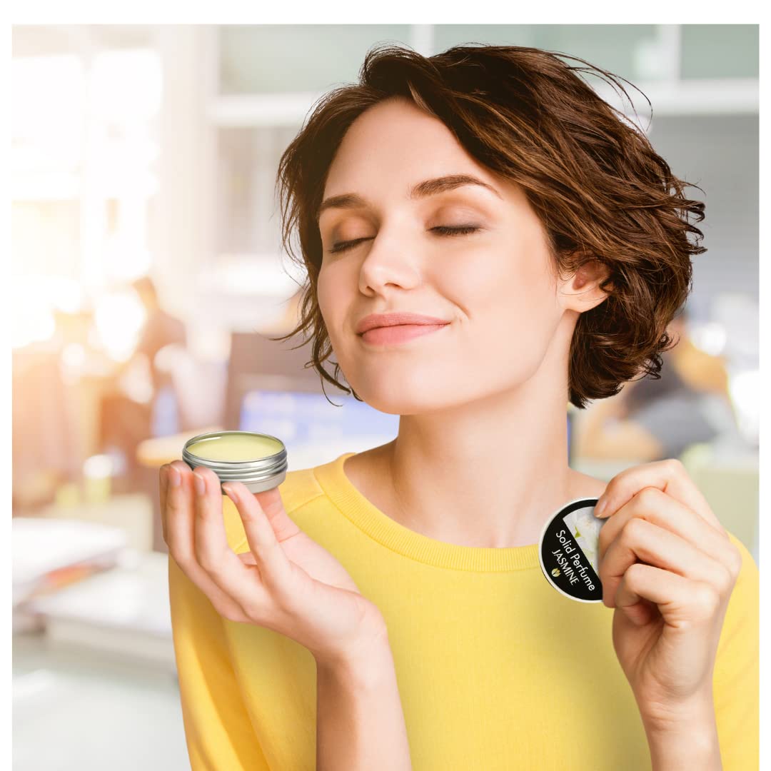 Flowerland Solid Perfumes Set Jasmine, Lilac - Portable Pocket Balm Perfumes Perfect for Travel Use - Natural Fragrance Parfums for Men and Women - Natural & Vegan