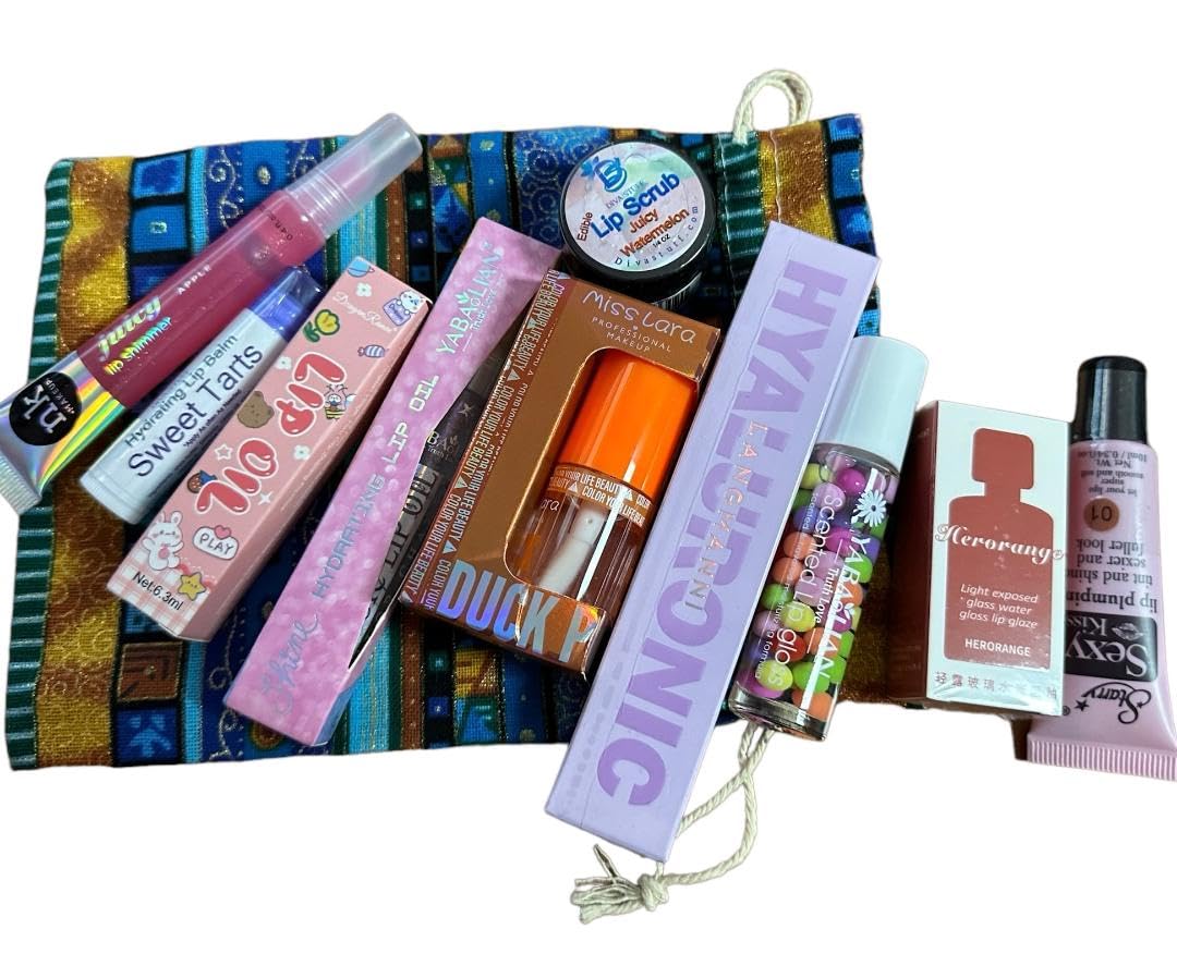 Lip Prodiuct Gift Sack With An Unique Assortment of Lip Products, 10 Total and Maybe Some Extras, By Diva Stuff