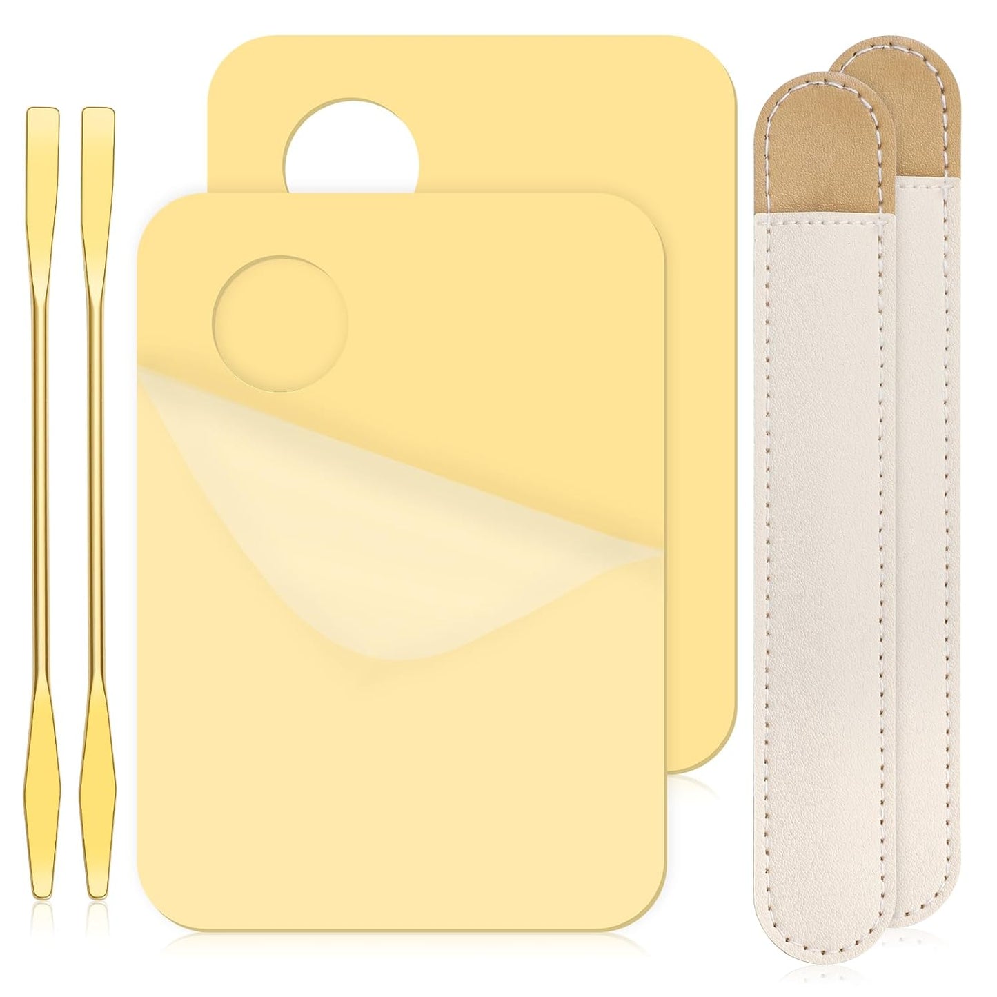 6 in 2 Sets Makeup Mixing Palette, Gold Acrylic Cosmetic Palette with Korean Makeup Spatula Tool for Mixing Foundation Eye Shadow Lipsticks Nail Art