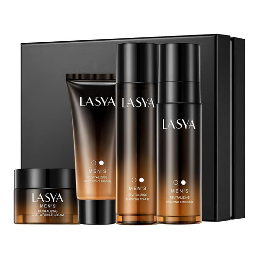 Anti Aging Skin Care Set for Men,Reduce Wrinkles & Hydrate Mens Skin Care Kit Cleanser,Toner,Lotion,Face Cream,Complete Skincare Process for Men Unique Skin Care Sets & Kits(4-Pcs)